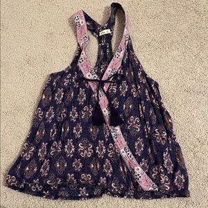 Hollister Purple and Pink Floral Tank Top
